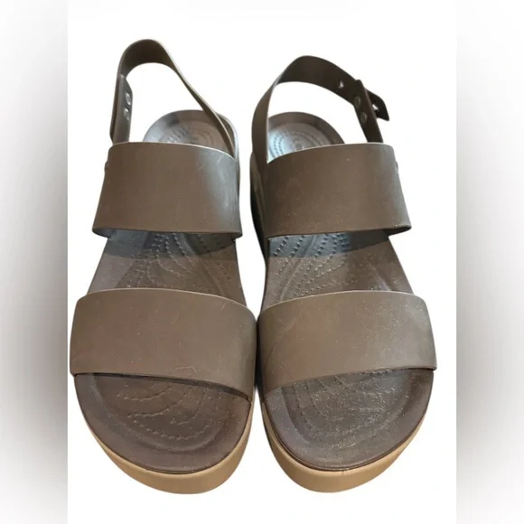 Crocs LiteRide Brooklyn Platform Sandal Women's Size 10 Mushroom/Stucco - Picture 2 of 5